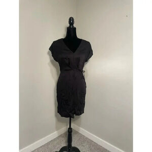 & Other Stories Black True Wrap‎ Short Sleeve Mini Dress